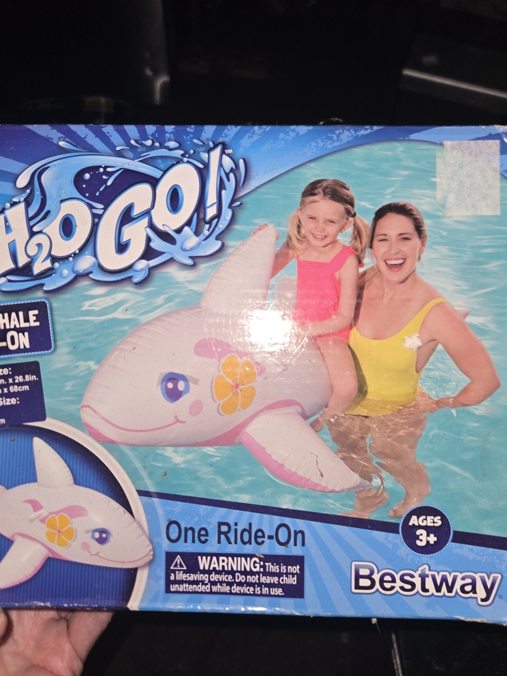 H2OGO Child's Pink Whale Dolphin Pool Ride-On Float Raft Girl H2O GO Bestway NEW